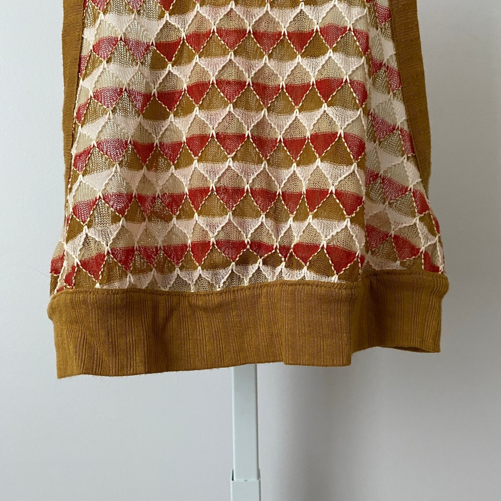 Intimately Free People Boho Geometric Knit Mesh Racerback Tank Top Small S Brown - Picture 3 of 6